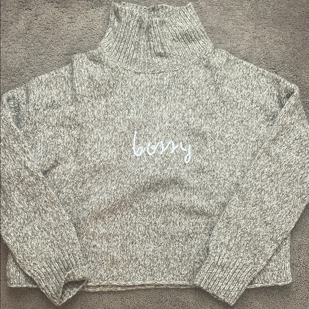 Bossy Taupe Cropped Women's Sweater